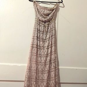 (M) Gold SANS SOUCI Strapless Maxi Dress w/ Belt